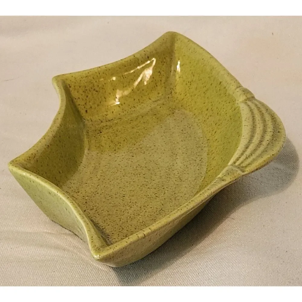 Vtg California‎ Pottery USA Lazy Susan Green Speckled Ceramic Dish 225